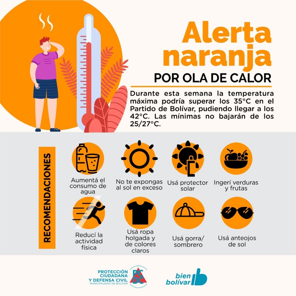 Alerta Naranja por la ola de calor en el partido de Bolívar