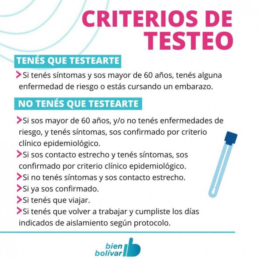Comienzan a regir nuevos criterios de Testeo para determinar el positivo de COVID