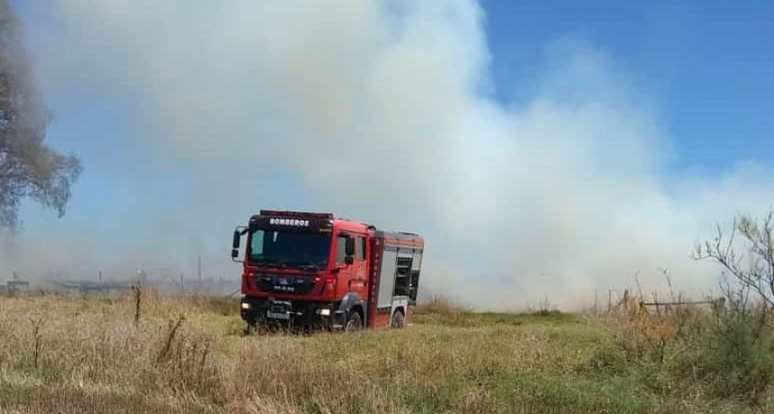 Trabajaron en la extinción de pastos naturales en el establecimiento de la familia Apesteguía