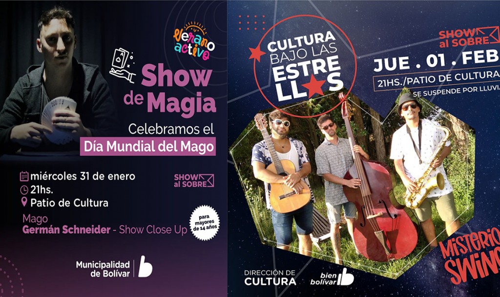 Este miércoles Show Magia  y el Jueves  Show Musical, en el Patio de la Dirección de Cultura