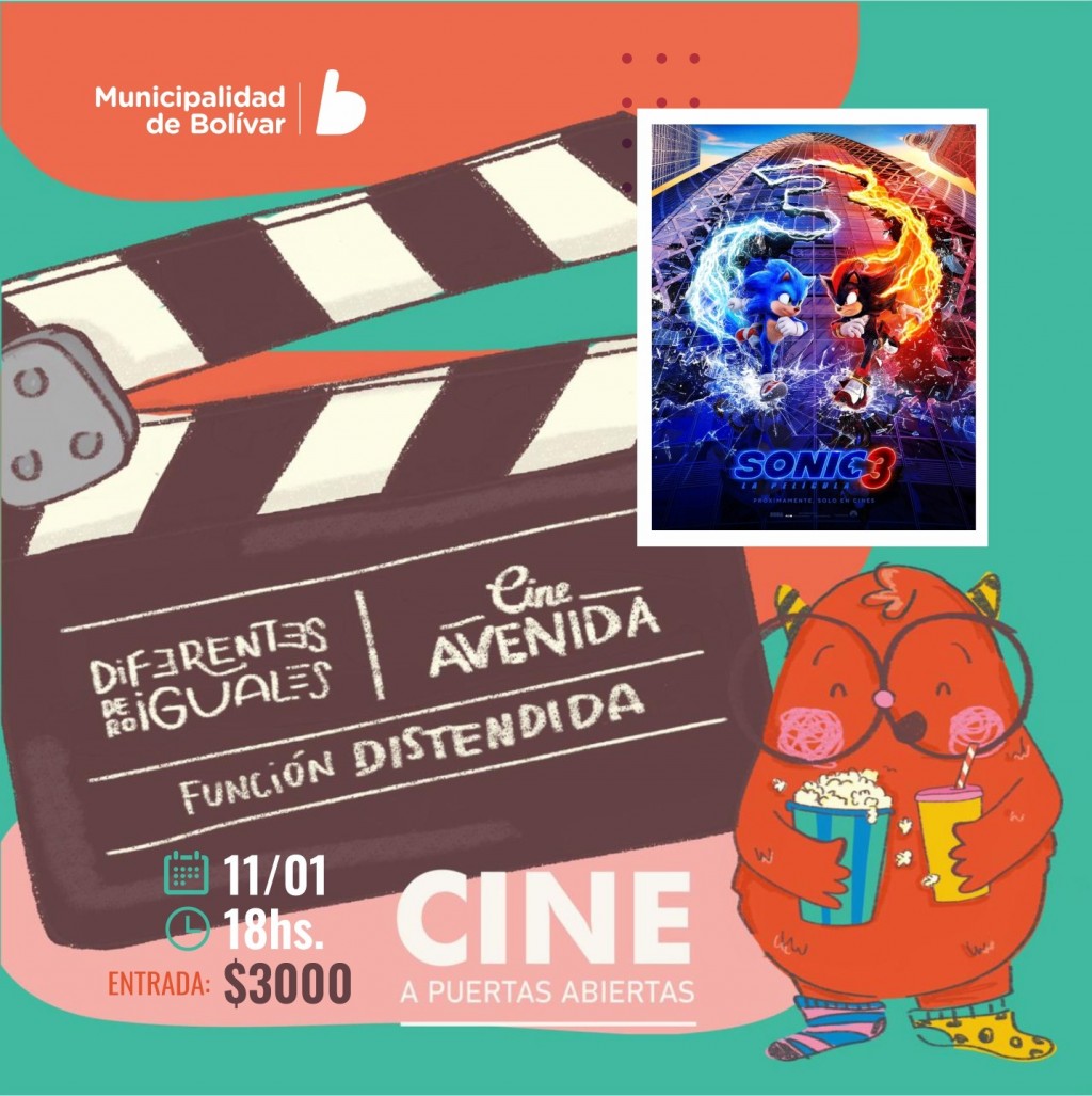 En el Cine Avenida se proyectará la película “Sonic 3” en una función distendida