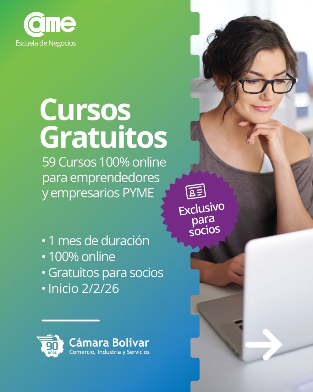 La Cámara Bolívar impulsa la capacitación PyME con nuevos cursos online de CAME