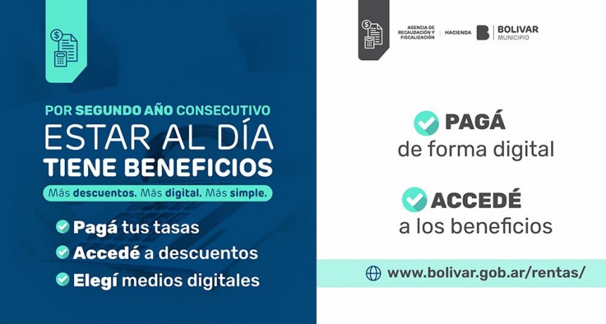Por segundo año consecutivo: El Municipio de Bolívar impulsa descuentos en tasas para promover el cumplimiento y la digitalización