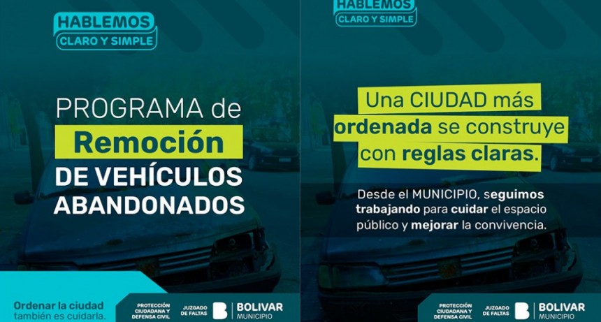 Hablemos claro y simple: el Municipio implementa el programa de Remoción de Vehículos Abandonados