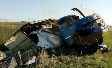Accidente Ruta 65: Volc&oacute; un cami&oacute;n t&eacute;rmico con pollo congelado