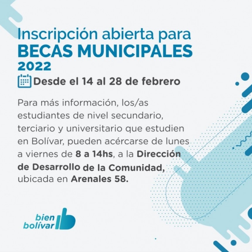 Se encuentra abierta la inscripción a las Becas Municipales, hasta el 28 de febrero