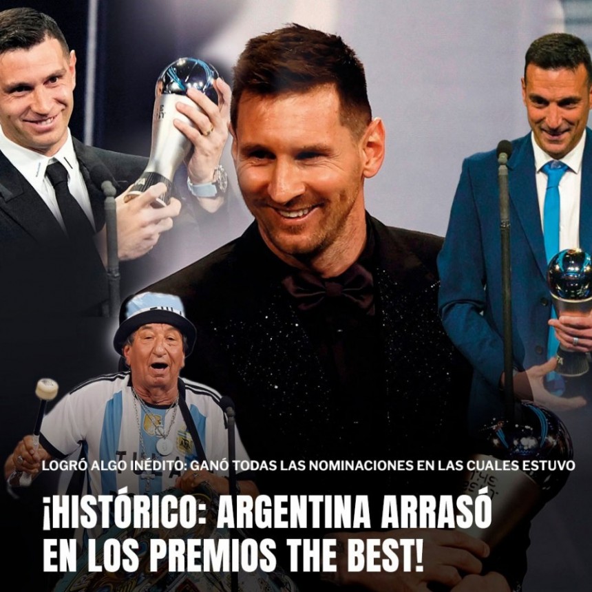 Argentina arrasó con los premios The Best: Messi fue elegido como el mejor jugador del mundo y también fueron galardonados Dibu Martínez y Scaloni