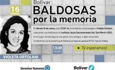 Se colocar&aacute; una baldosa por la memoria de Violeta Ortolani