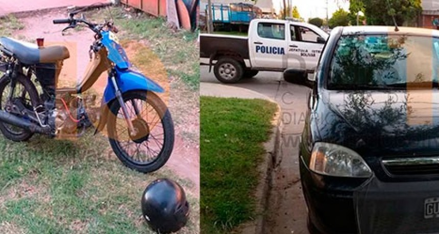 Impacto en avenida Tres de Febrero y calle Moreno: Un motociclista fue hospitalizado por precauci&oacute;n