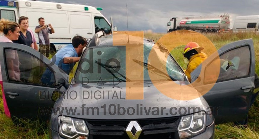 Vuelco Ruta 65: Una mujer fue trasladada hacia el hospital de Daireaux