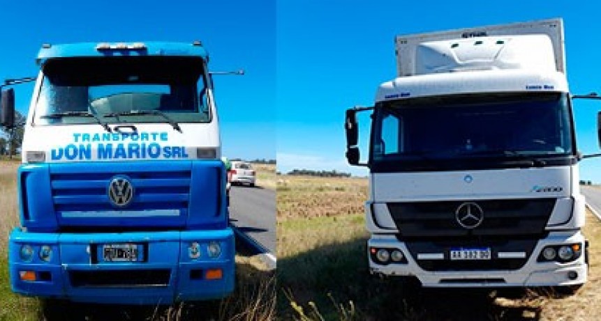 Impacto entre dos camiones