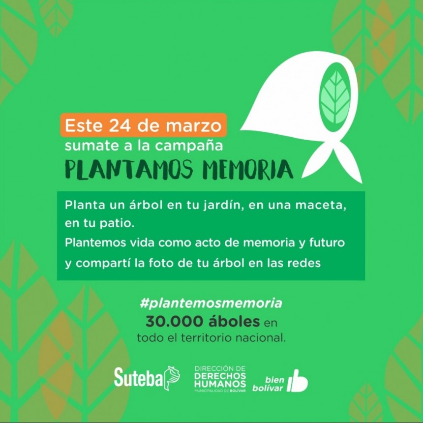  D&iacute;a de la memoria: DDHH plantar&aacute; &aacute;rboles para recordar a nuestros desaparecidos