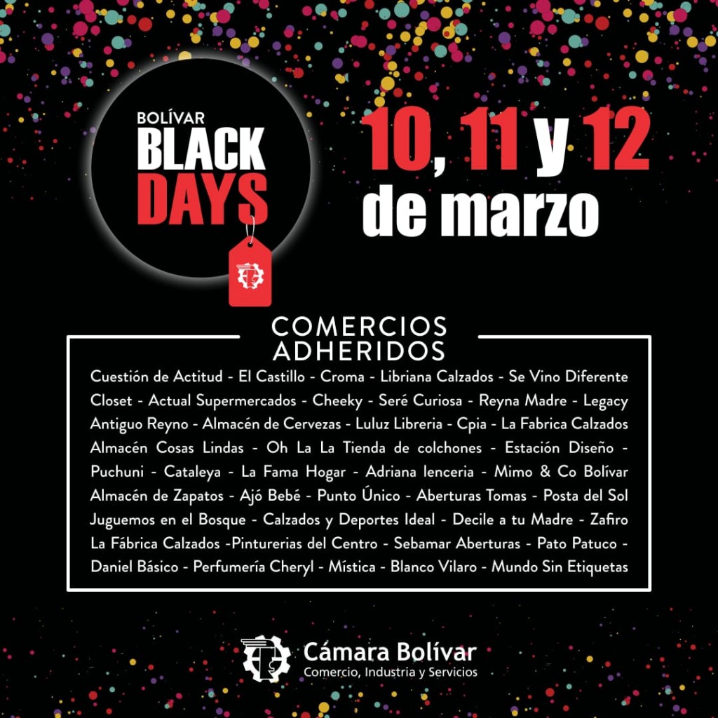 Cámara Comercial: Conocé todos los comercios adheridos al Bolívar Black Days