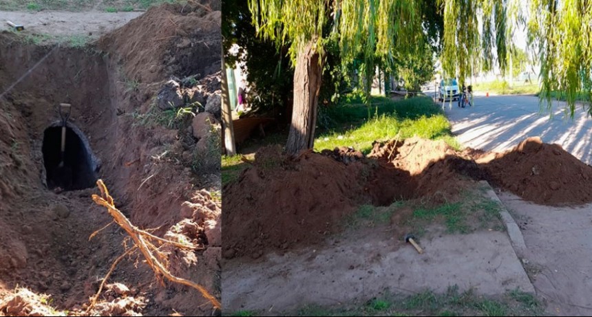 Obras Públicas trabaja en los desagües de calle Balcarce entre Sebastián Hueso y Benito Lynch