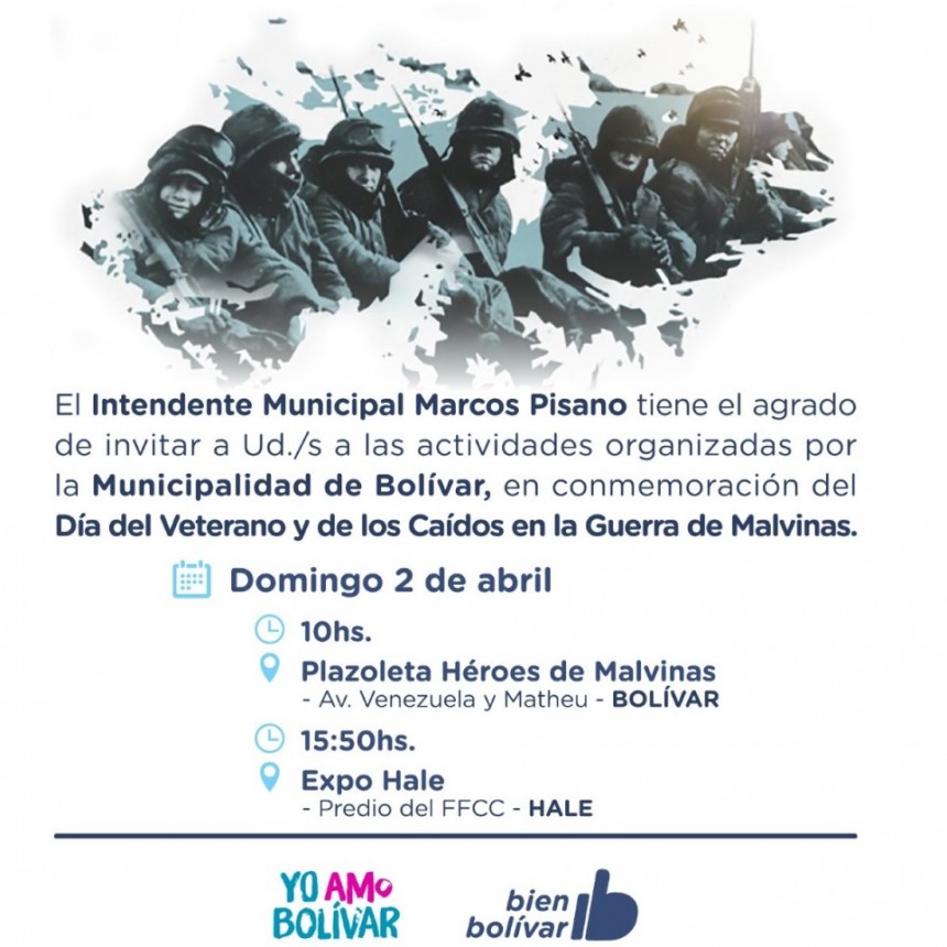 Se realizará el acto por el día del Veterano y de los Caídos en la Guerra de Malvinas