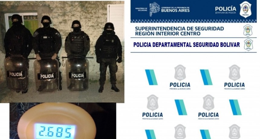 La Policía secuestró en un allanamiento, 2 kilos y medio de marihuana y 60 gramos de cocaina, tambien se esclarecieron tres hurtos cometidos en Bolívar