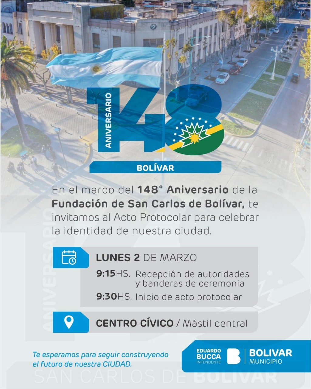 Bolívar conmemora su 148° aniversario con un acto protocolar en el Centro Cívico