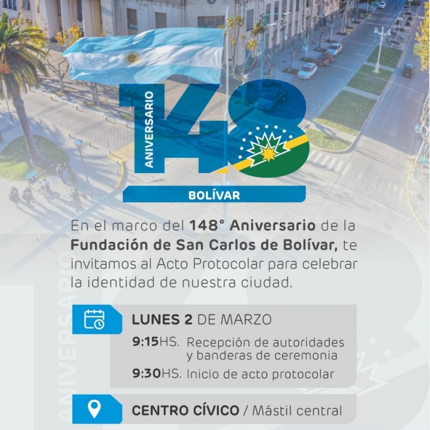 Bolívar conmemora su 148° aniversario con un acto protocolar en el Centro Cívico