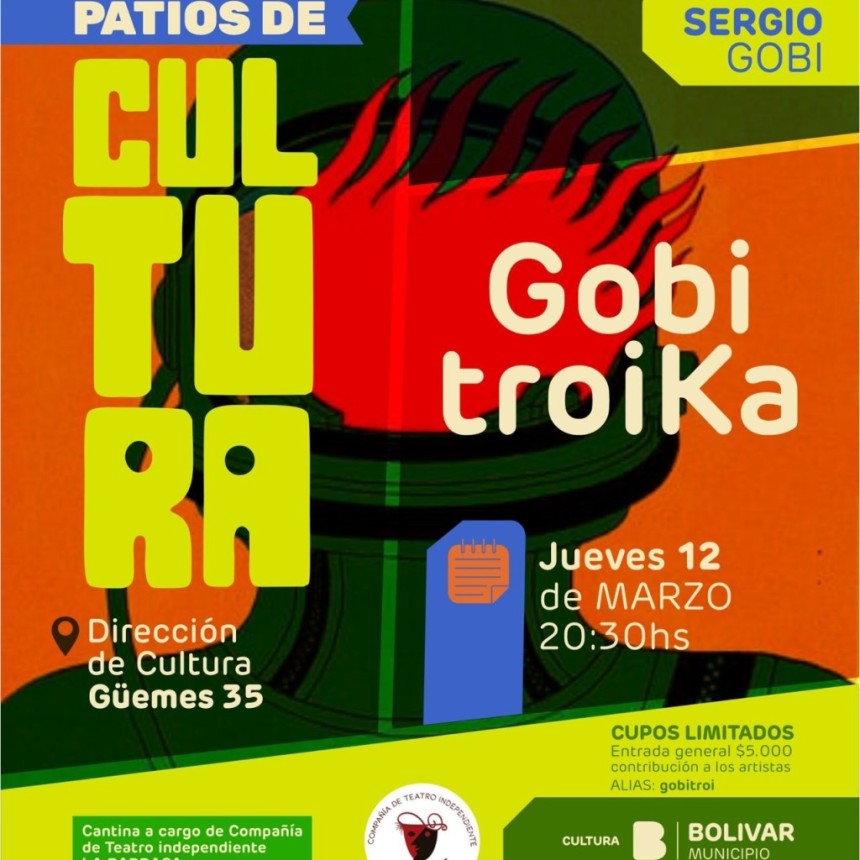 Este jueves, Patios de Cultura presenta a Sergio Gobi, artista nacido en Urdampilleta