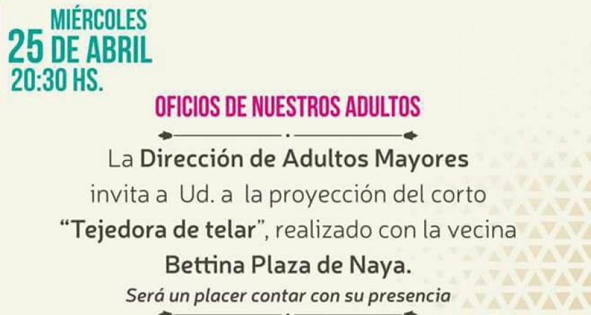 Segunda proyeccion de cortos de Adultos Mayores