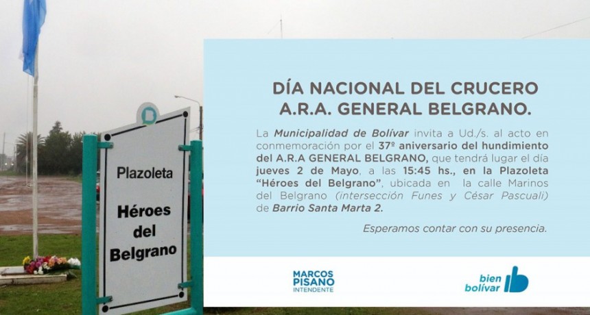 Se realizar&aacute; el acto por el aniversario del hundimiento del A.R.A General Belgrano