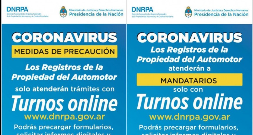 Desde el pr&oacute;ximo mi&eacute;rcoles reabren los Registros de Propiedad Automotor