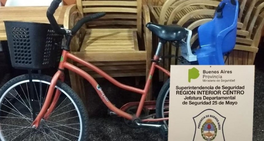 Informaci&oacute;n oficial; Fue hallada una bicicleta que hab&iacute;a sido denunciada como hurto