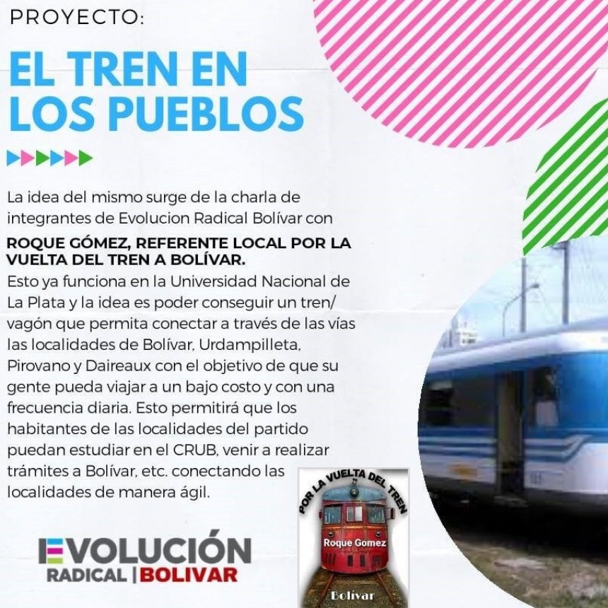 Evolución Radical inició una campaña virtual de firmas para la implementación del “Tren de los Pueblos”