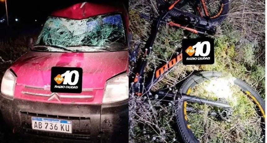 Grave accidente en ruta 226, embistieron a un joven que iba a trabajar en su bicicleta