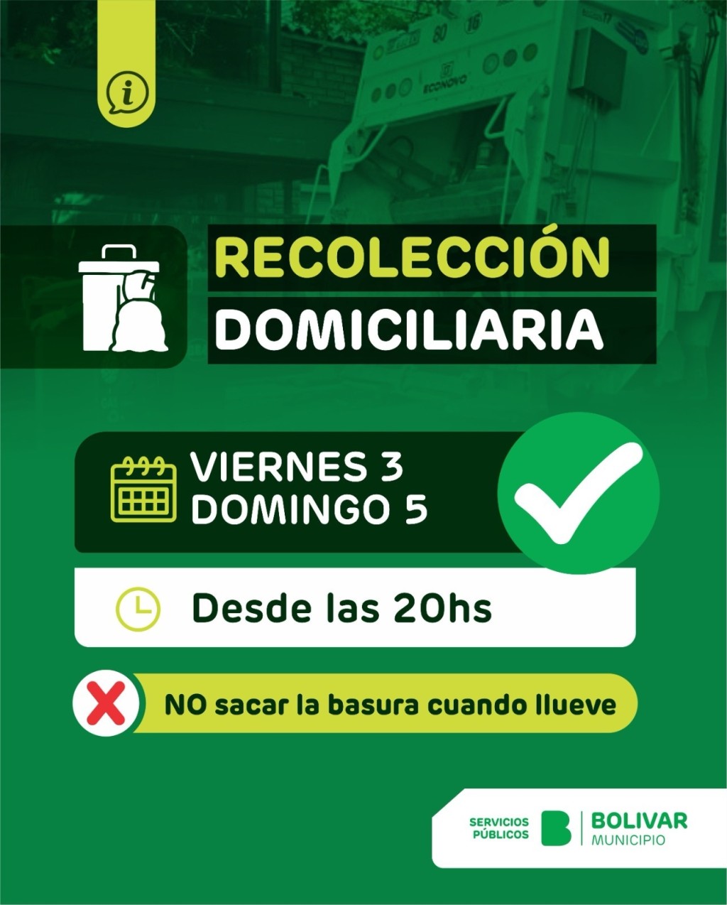 Recolecci&oacute;n de residuos en fin de semana largo