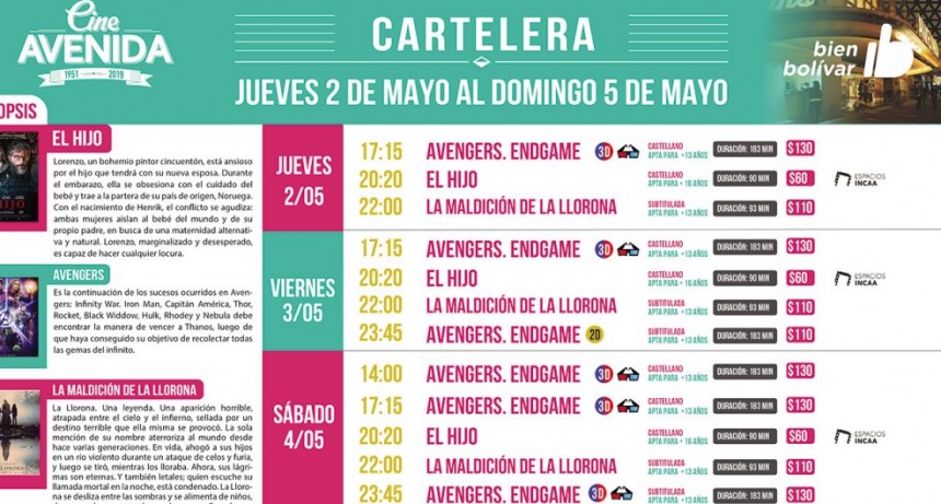 Cartelera de Cine Avenida cargada de estrenos