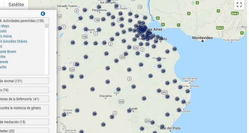 Crean un mapa interactivo con las actividades autorizadas en cada municipio