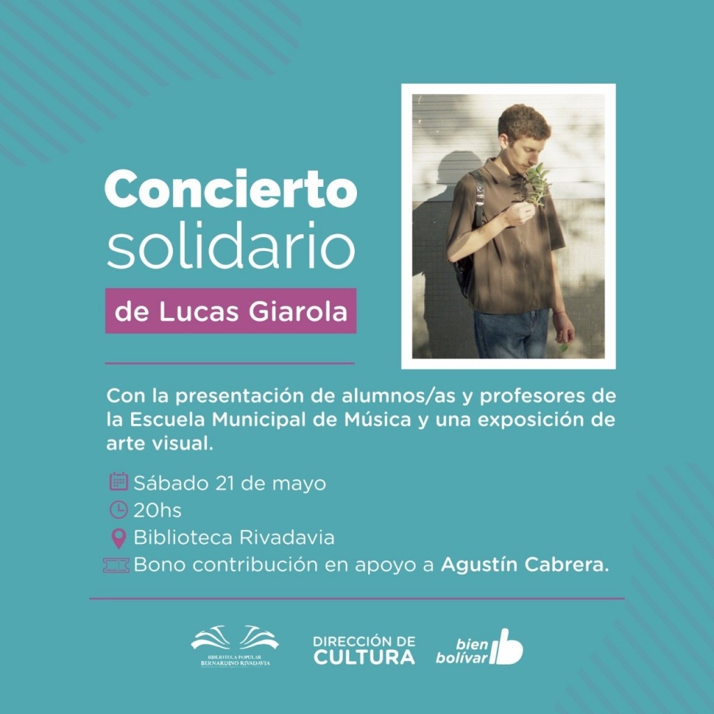 El artista bolivarense Luvcas Giarola brindará un concierto solidario