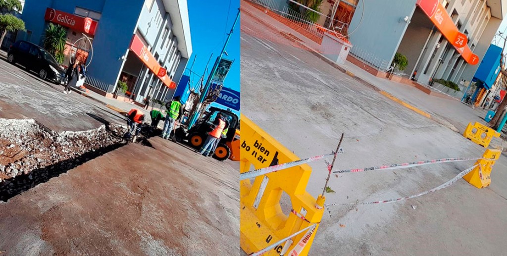 Se realizó un trabajo de bacheo profundo en la esquina de Alvear y avenida José de San Martín