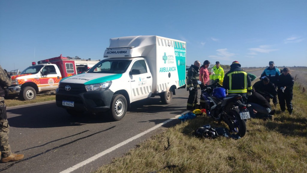 Ruta 205: Un motociclista sufrió un despiste y posterior caída