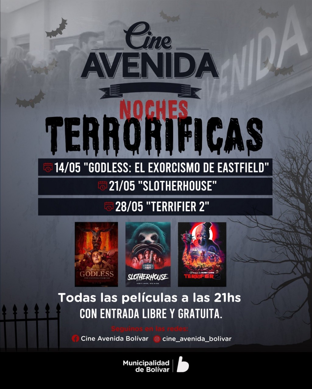 Los miércoles de mayo el terror se apodera del cine avenida, con entrada libre y gratuita