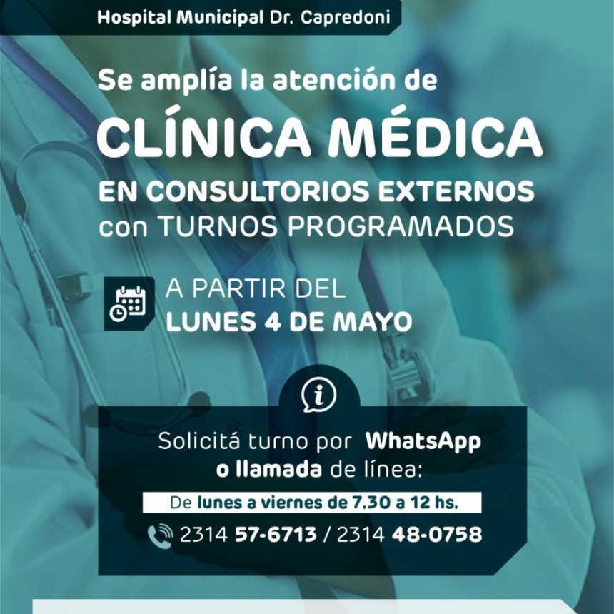 Hospital Capredoni: ampliaron la atenci&oacute;n en Cl&iacute;nica M&eacute;dica