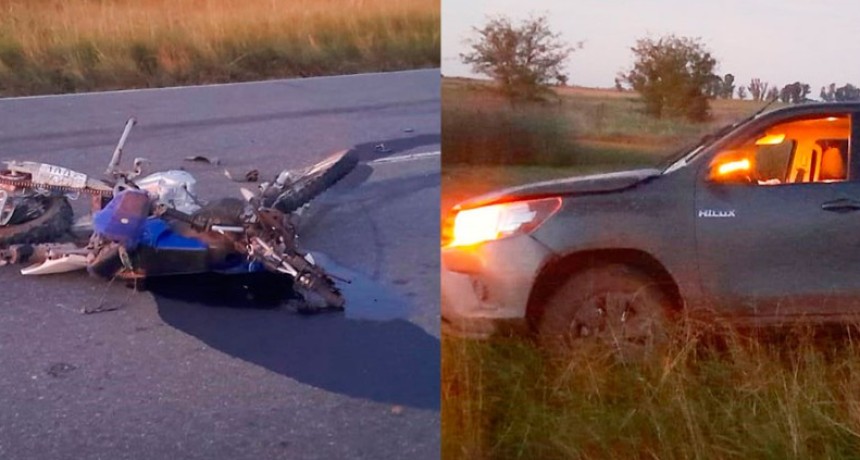 Grave accidente en ruta nacional 226, tramo Bol&iacute;var Pehuaj&oacute;, dej&oacute; como saldo un motociclista fallecido, el tr&aacute;nsito cortado por el momento