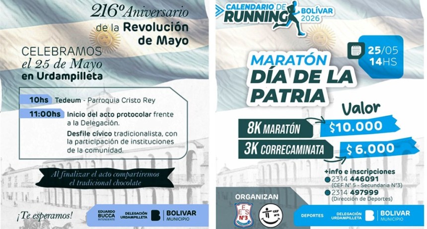 Urdampilleta celebra el 25 de Mayo con Acto Oficial y Marat&oacute;n Patria, con el trabajo articulado entre instituciones y el acompa&ntilde;amiento a las actividades deportivas y comunitarias