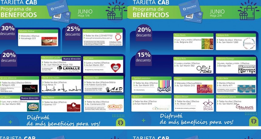 La Tarjeta CAB de la C&aacute;mara Comercial continua con descuentos exclusivos para los socios