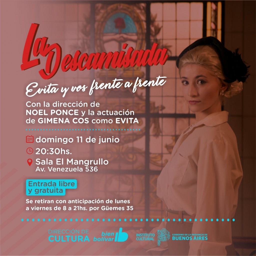 Llega a Bolívar la obra teatral “La Descamisada: Evita y Vos Frente a Frente”