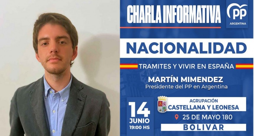 Este viernes visita Bolívar, Martín Miméndez Casaleiro, presidente del Partido Popular de España en Argentina