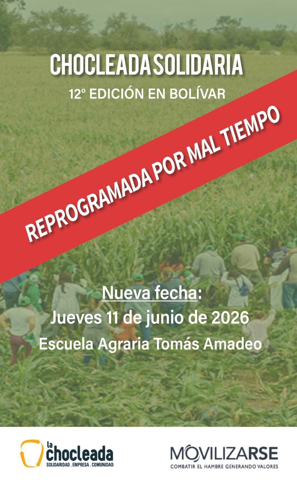 La Chocleada fue reprogramada para el 11 de junio por el pron&oacute;stico de lluvias