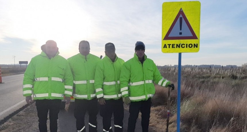 Seguridad Vial Municipal trabaj&oacute; en la se&ntilde;alizaci&oacute;n de zona de riesgo de Ruta 65