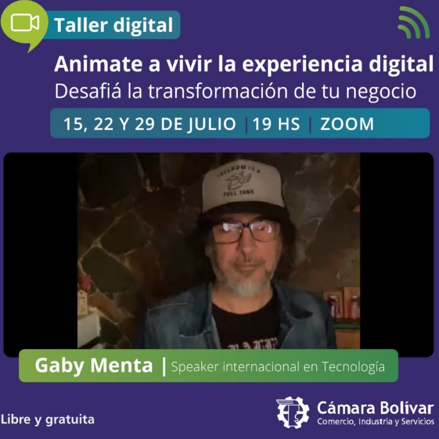 Cámara Comercial te invita a participar del Workshop Animate y vivir la experiencia digital, de la mano del Speaker Internacional en Tecnología Gaby Menta