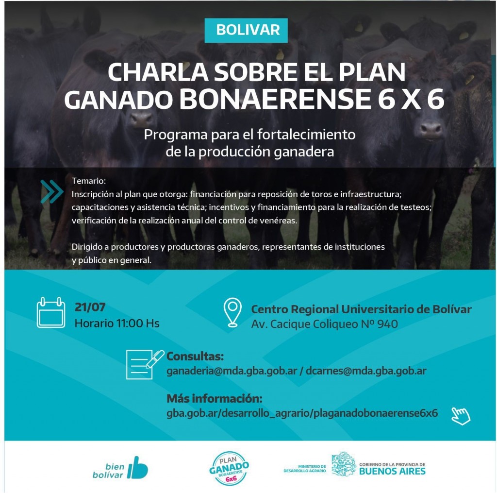 Se bridará una charla sobre el plan Ganado Bonaerense 6X6 