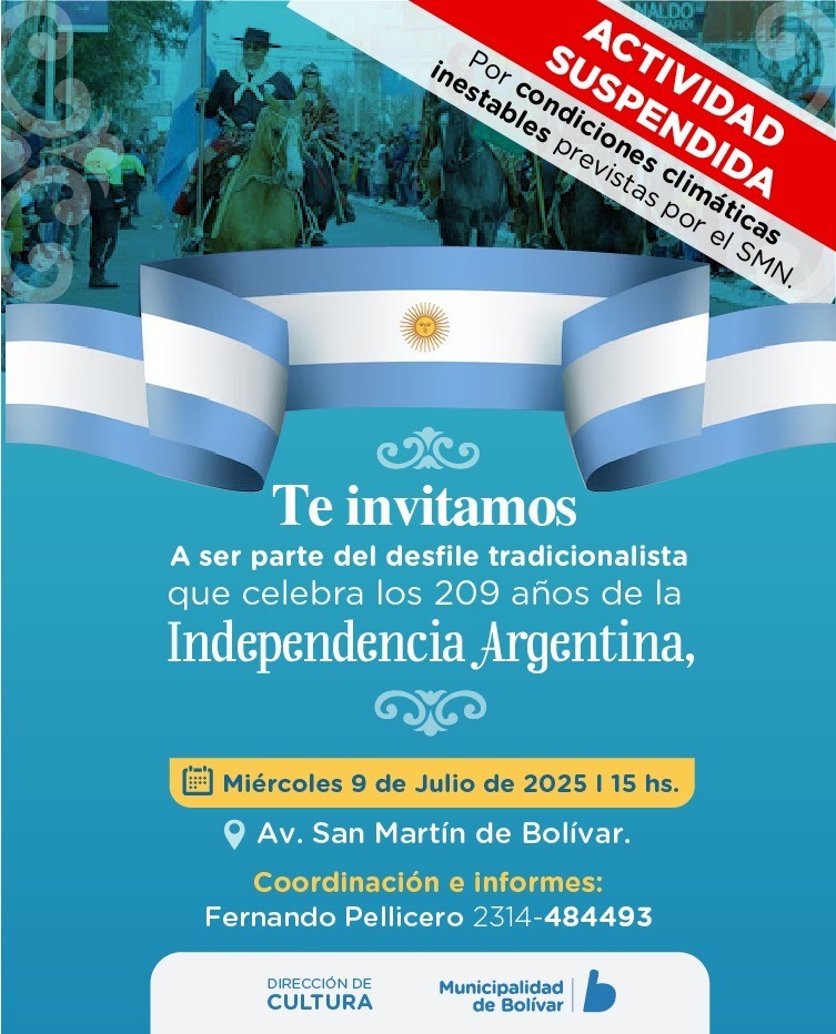 Fue suspendido el Acto Central por el Día de la Independencia, tras la inestabilidad climática