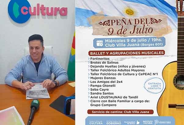 La Peña del 9 de Julio se celebra en el SUM del Club Villa Juana, Jorge Fernández dio detalles a la prensa local