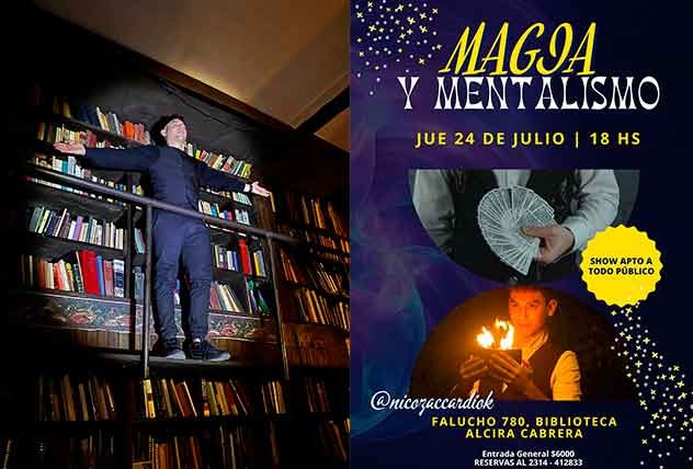 Biblioteca Popular Alcira Cabrera: Show de Magia y Mentalismo este jueves 24 de julio, con Nico Zaccardi