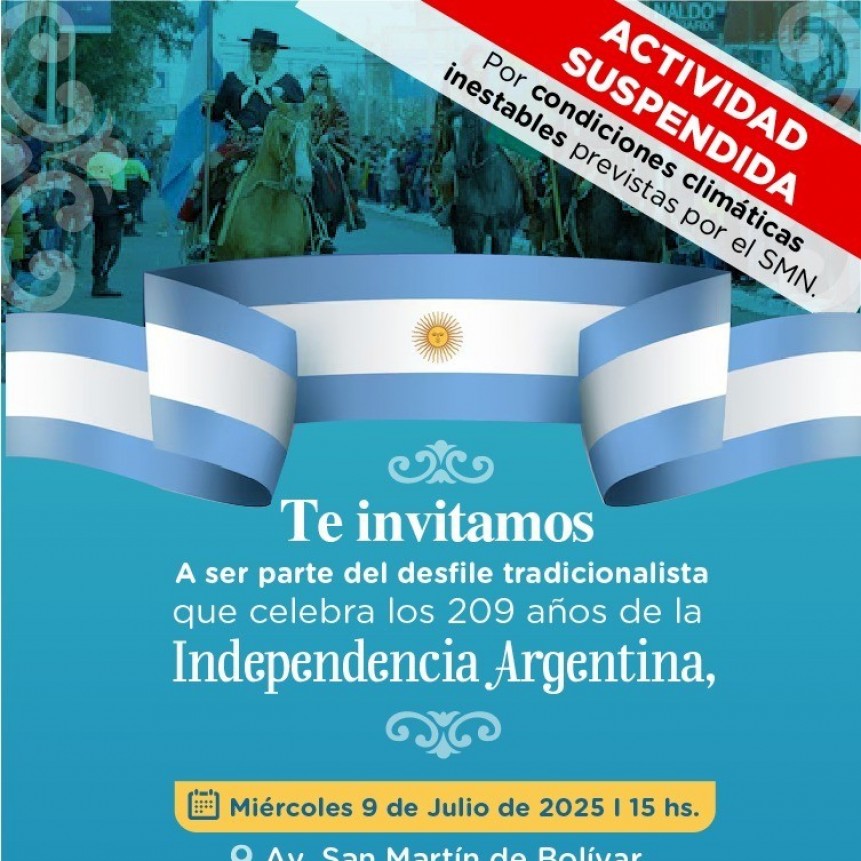 Fue suspendido el Acto Central por el Día de la Independencia, tras la inestabilidad climática
